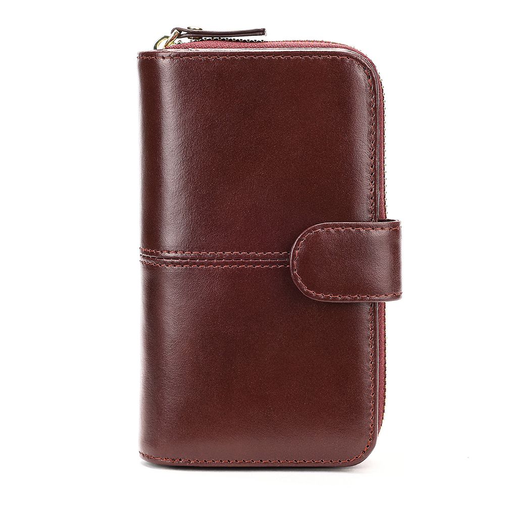 RFID-Blocking Genuine Leather Long Wallet – Large Capacity Card Holder