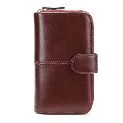 RFID-Blocking Genuine Leather Long Wallet – Large Capacity Card Holder