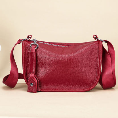 Genuine Leather Ladies’ Satchel Crossbody Bag – Mobile Phone Purse with Zip Closure