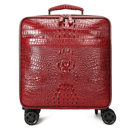 Men’s Genuine Leather Crocodile-Print 18″ Carry-On Luggage Trolley