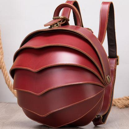 Shell Armor Leather Backpack – Modern Designer Travel & Laptop Bag