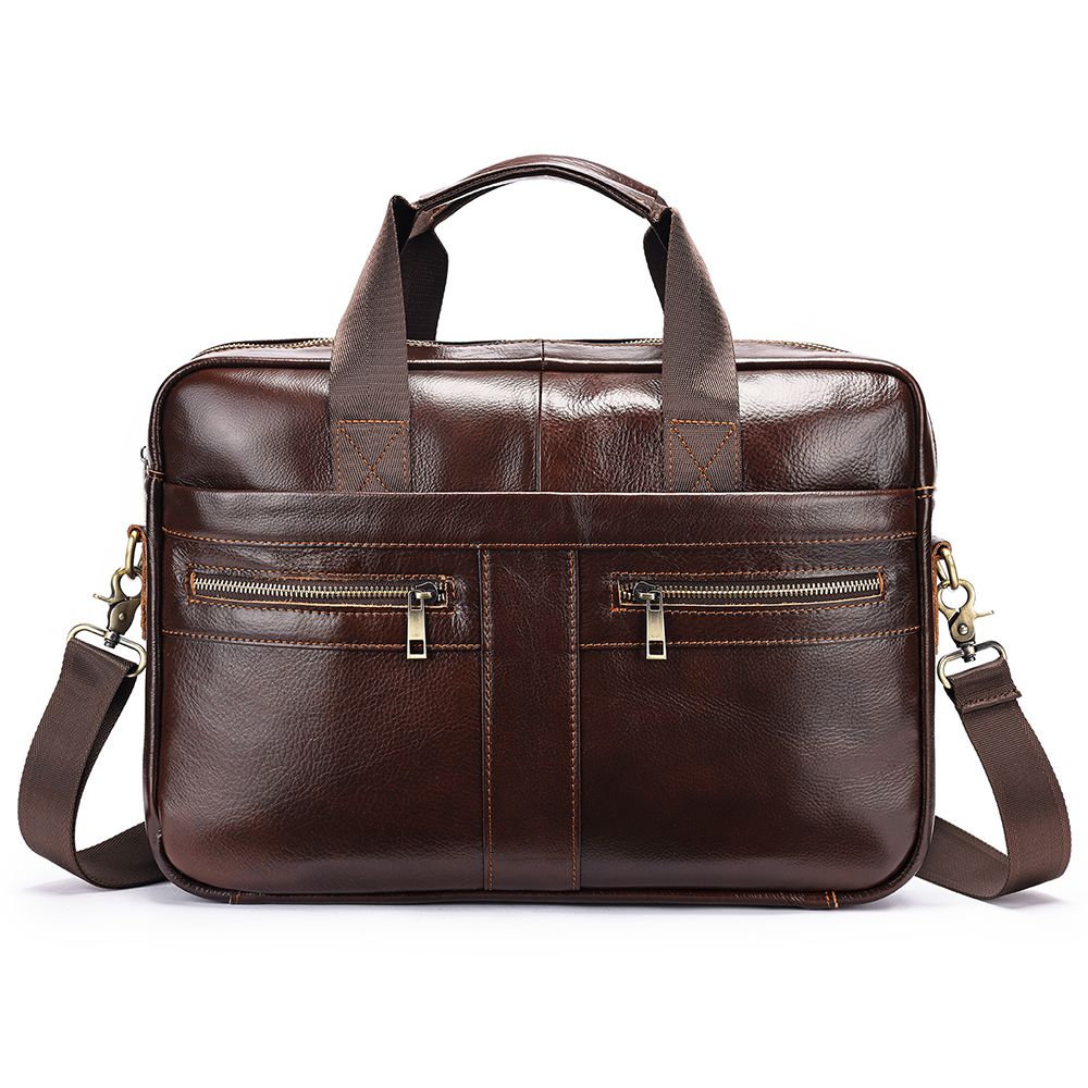 Men’s Genuine Leather Laptop Briefcase – Business Messenger Bag & Office Handbag