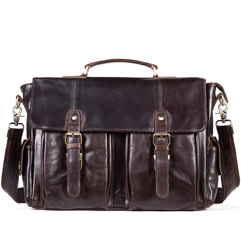 Vintage Leather Briefcase & Messenger Laptop Bag for Men
