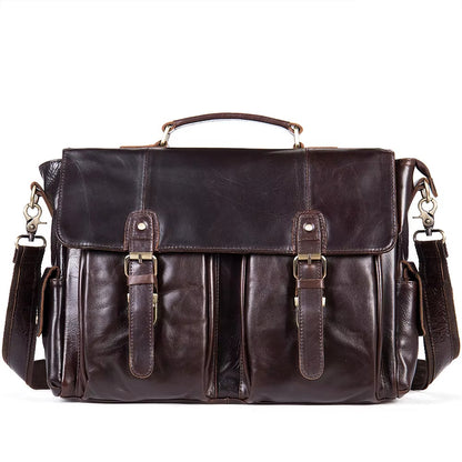 Vintage Leather Briefcase & Messenger Laptop Bag for Men