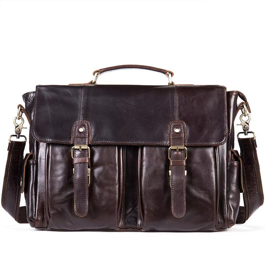 Vintage Leather Briefcase & Messenger Laptop Bag for Men