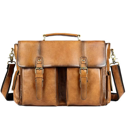 Vintage Leather Briefcase & Messenger Laptop Bag for Men