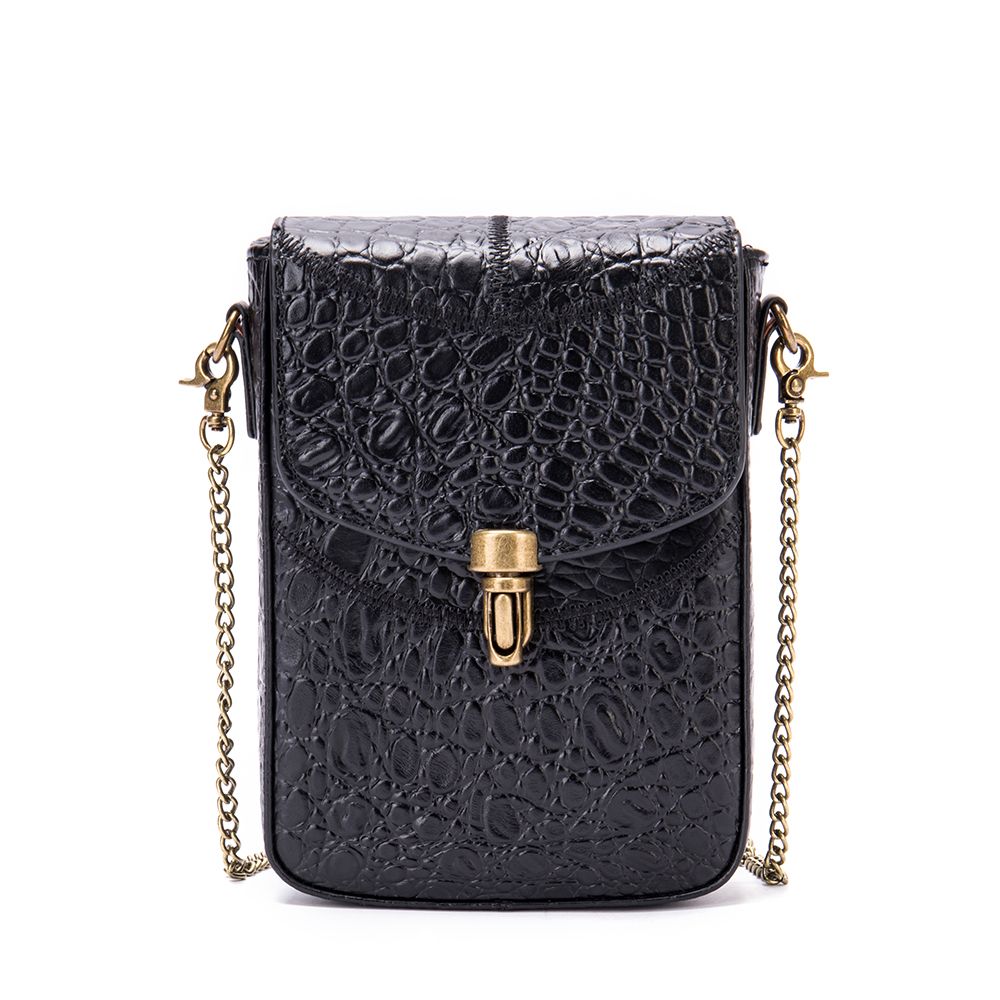 Women’s Genuine Leather Retro Stitching Crossbody Messenger Bag