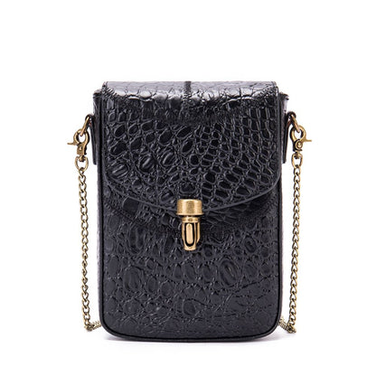 Women’s Genuine Leather Retro Stitching Crossbody Messenger Bag