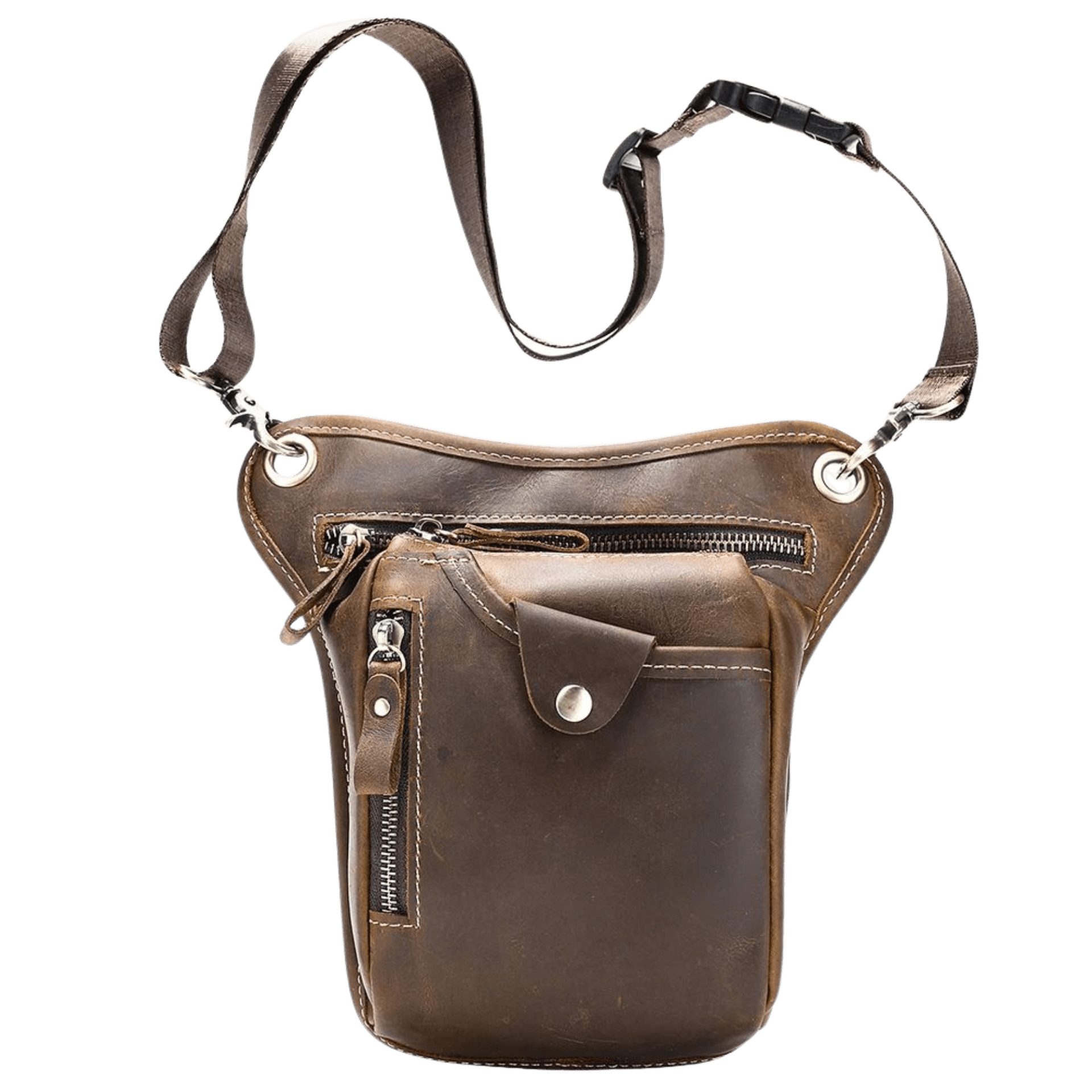 Crazy Horse Cow Leather Belt Bag – Men’s Waist, Crossbody & Motorcycle Riding Pouch - The Urbanex