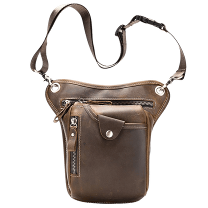 Crazy Horse Cow Leather Belt Bag – Men’s Waist, Crossbody & Motorcycle Riding Pouch - The Urbanex