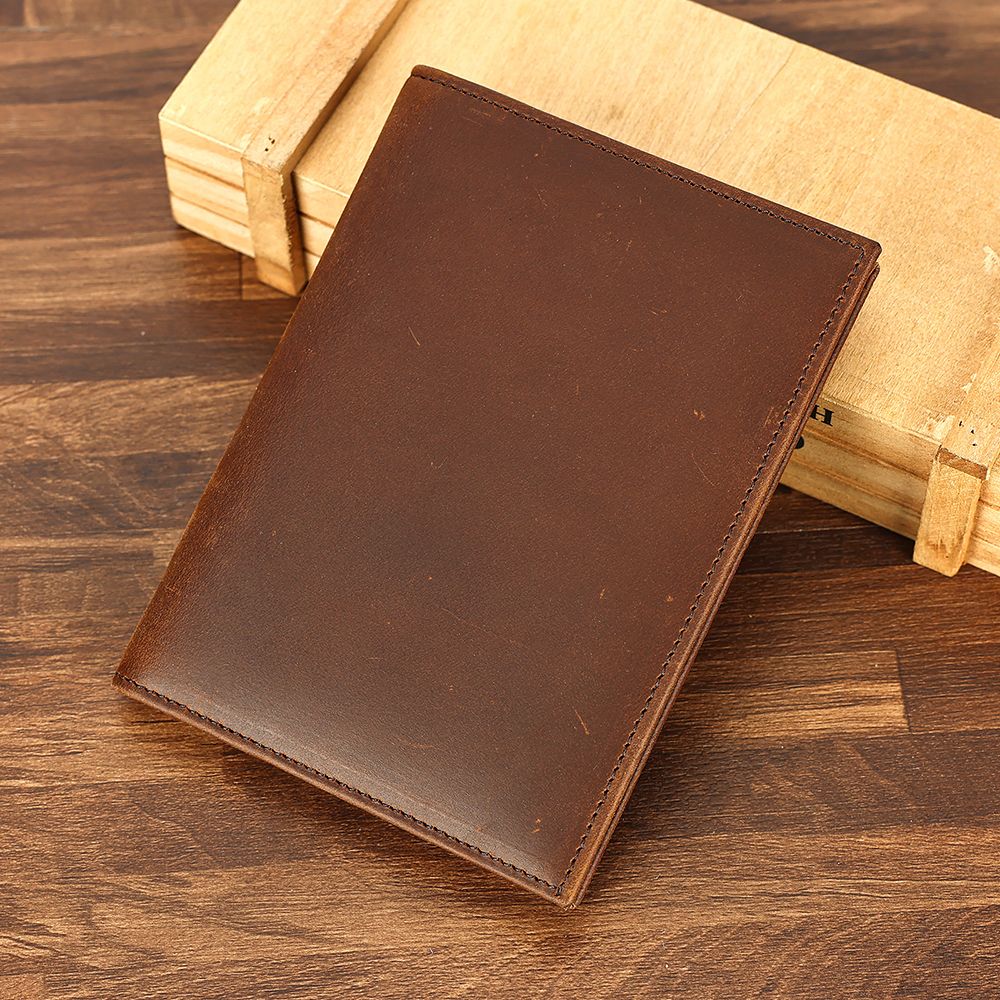 Crazy Horse Genuine Leather RFID Bifold Wallet – Vintage Travel & Passport Holder - The Urbanex
