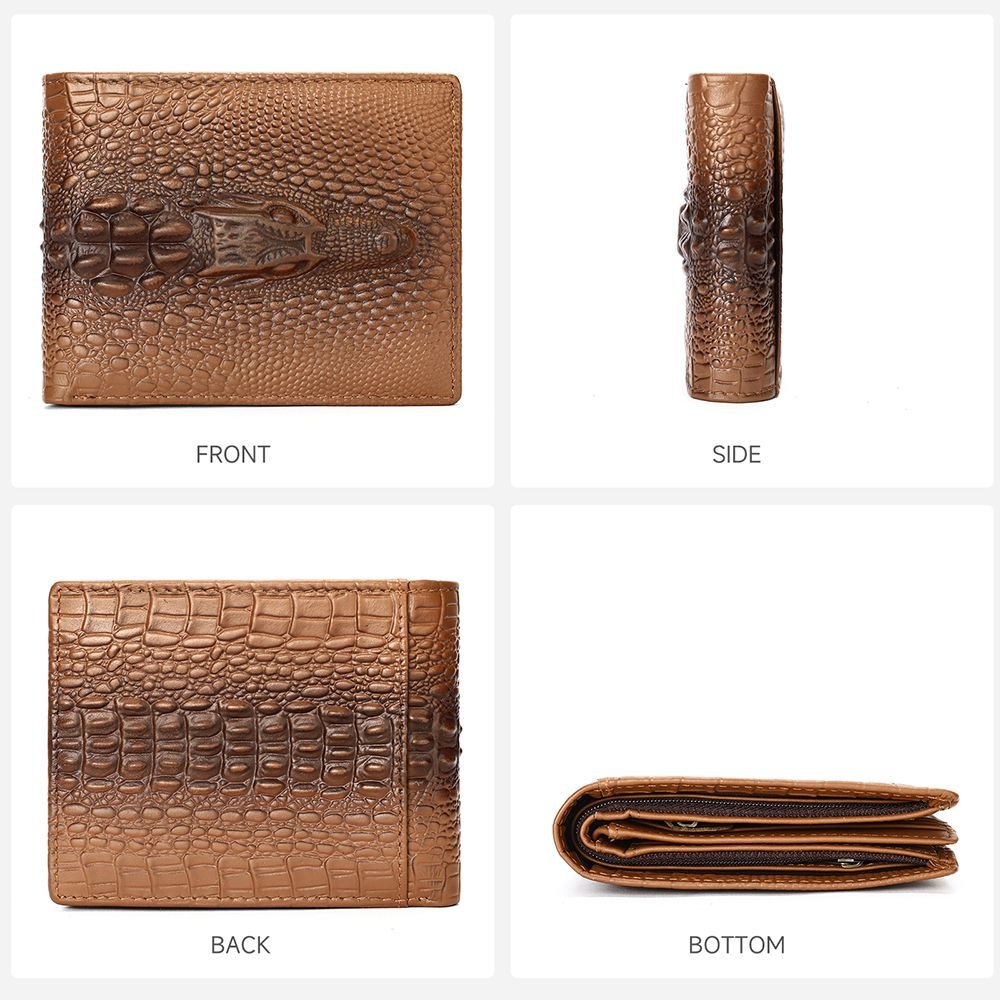 Crocodile - Pattern RFID Anti - Theft Leather Bifold Wallet – Vintage Waterproof Design - The Urbanex