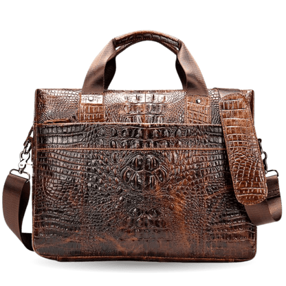 Crocodile - Texture Leather Briefcase – Waterproof Laptop Bag for Men - The Urbanex