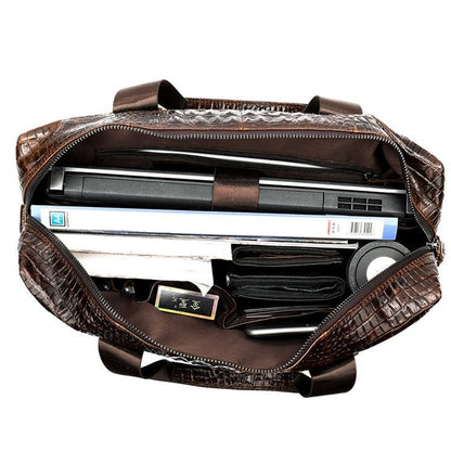 Crocodile - Texture Leather Briefcase – Waterproof Laptop Bag for Men - The Urbanex