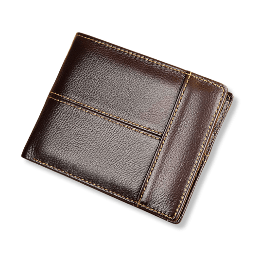 Genuine Cow Leather RFID Bifold Short Wallet with Coin Pocket – Slim & Waterproof - The Urbanex