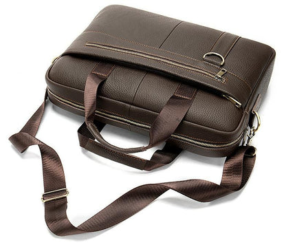 Genuine Leather Retro Briefcase – Men’s Office Shoulder Bag, Business Messenger Bag for Laptop & Documents - The Urbanex