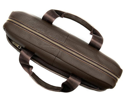 Genuine Leather Retro Briefcase – Men’s Office Shoulder Bag, Business Messenger Bag for Laptop & Documents - The Urbanex