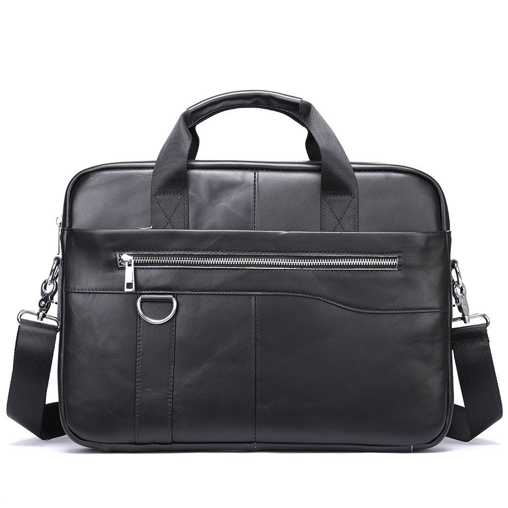 Genuine Leather Retro Briefcase – Men’s Office Shoulder Bag, Business Messenger Bag for Laptop & Documents - The Urbanex