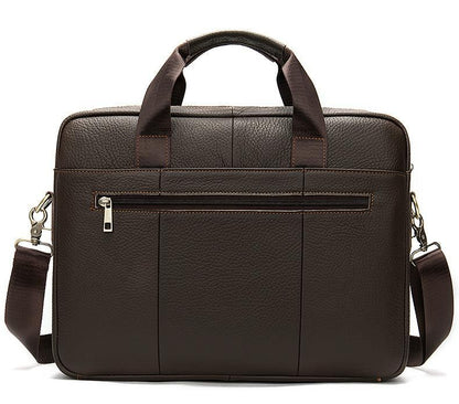 Genuine Leather Retro Briefcase – Men’s Office Shoulder Bag, Business Messenger Bag for Laptop & Documents - The Urbanex