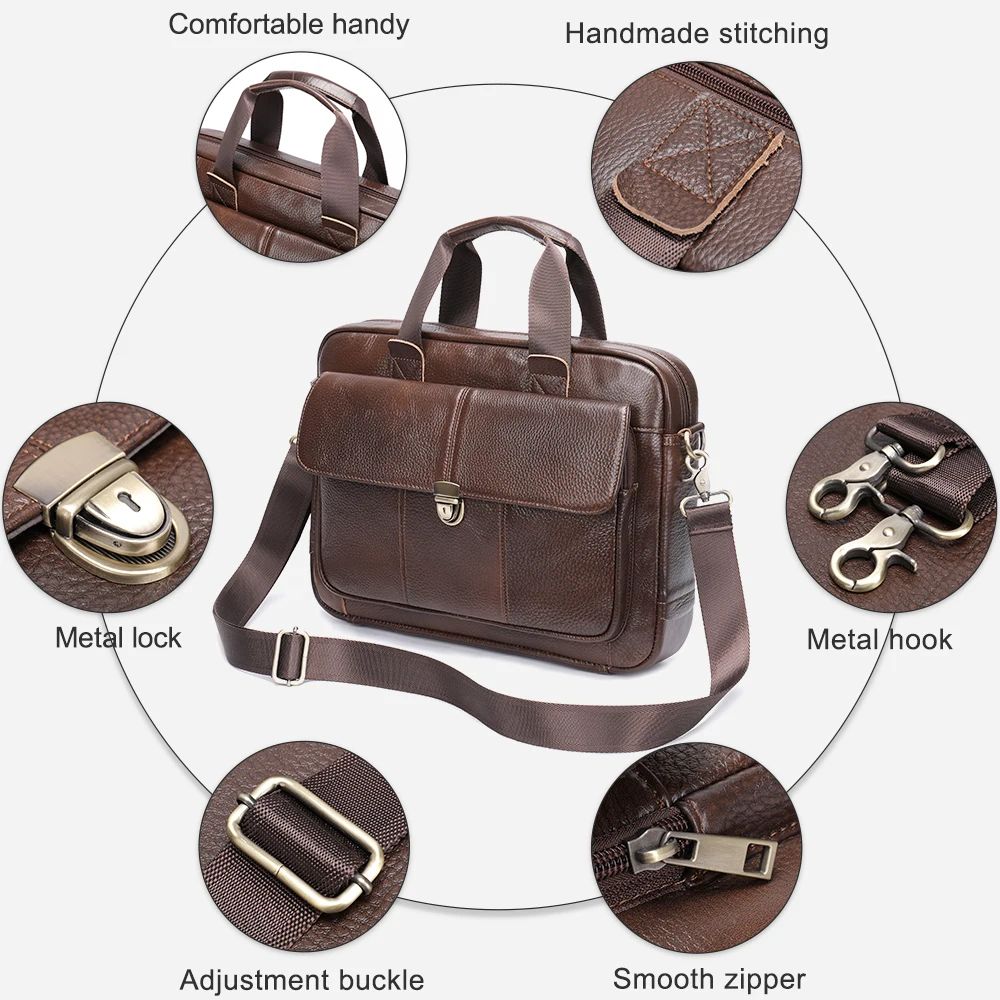 Luxury Men’s Genuine Leather Laptop Briefcase – Business Messenger Bag - The Urbanex