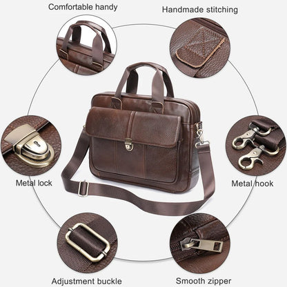 Luxury Men’s Genuine Leather Laptop Briefcase – Business Messenger Bag - The Urbanex