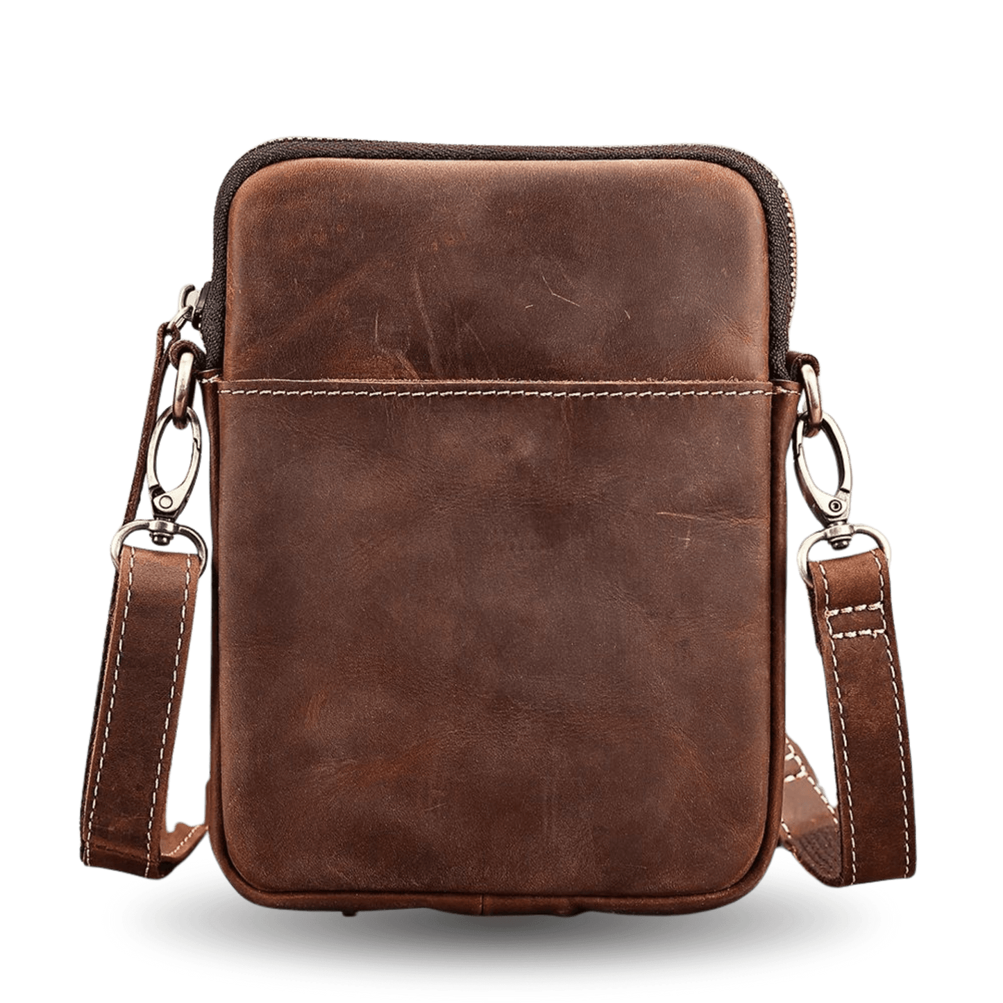 Men’s Crazy Horse Genuine Cow Leather Phone Pouch – Vintage Crossbody Messenger Bag - The Urbanex