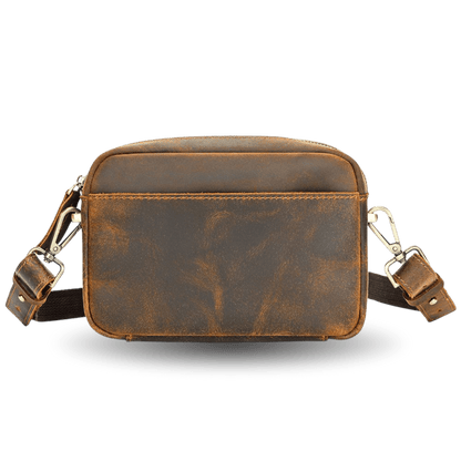 Men’s Crazy Horse Genuine Cow Leather Small Shoulder Bag – Vintage Crossbody Messenger - The Urbanex