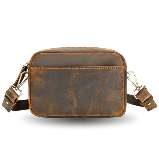 Men’s Crazy Horse Genuine Cow Leather Small Shoulder Bag – Vintage Crossbody Messenger - The Urbanex