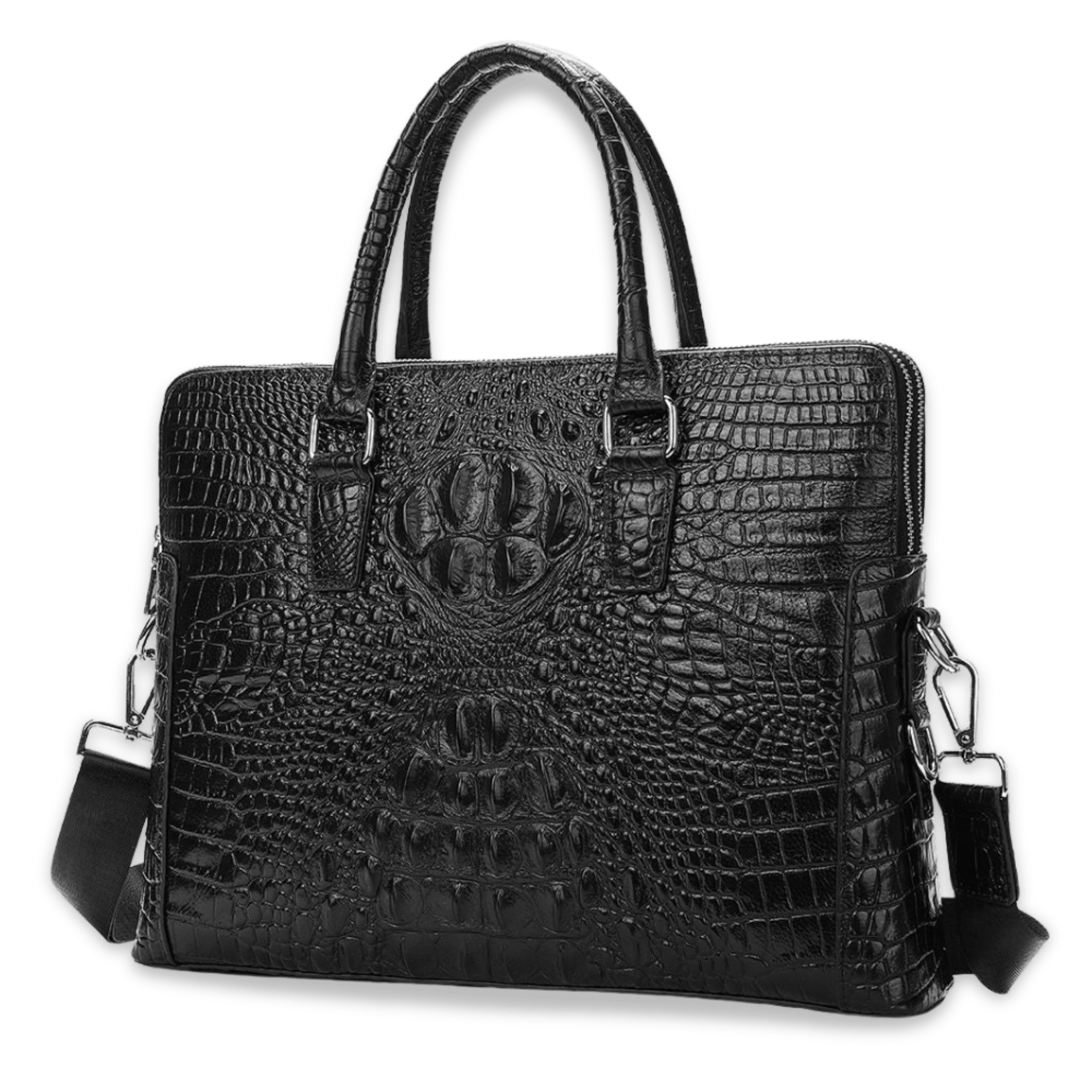 Men’s Crocodile Texture Genuine Leather Laptop Briefcase – Waterproof Business Messenger - The Urbanex