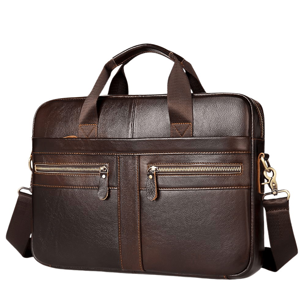 Men’s Genuine Cowhide Leather 15″ Business Laptop Briefcase & Messenger Bag - The Urbanex