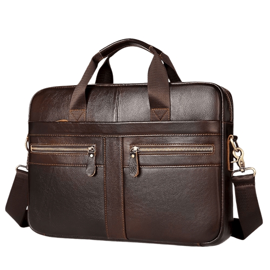 Men’s Genuine Cowhide Leather 15″ Business Laptop Briefcase & Messenger Bag - The Urbanex