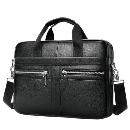 Men’s Genuine Cowhide Leather 15″ Business Laptop Briefcase & Messenger Bag - The Urbanex