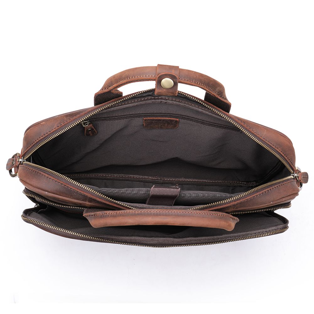 Men’s Genuine Crazy Horse Leather Vintage Laptop Briefcase - The Urbanex