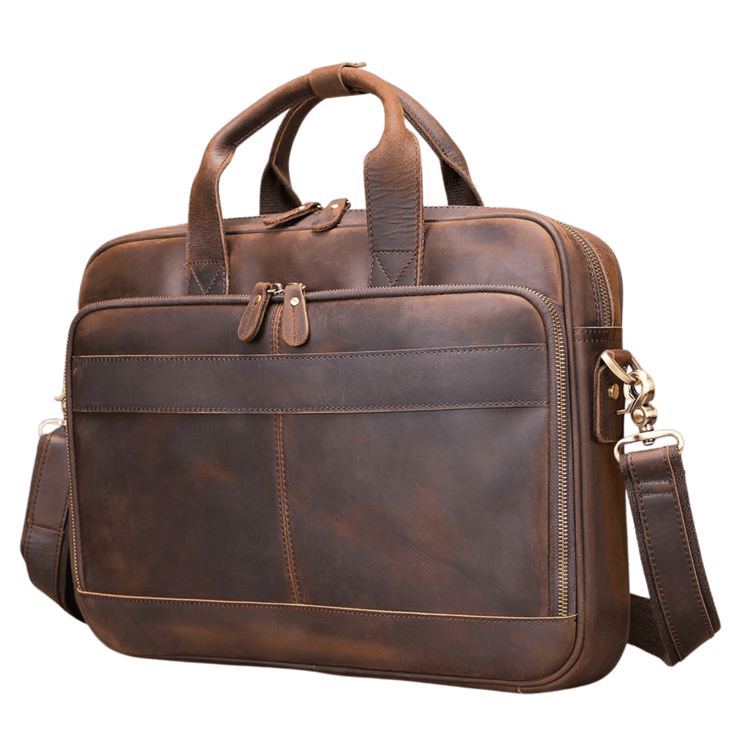 Men’s Genuine Crazy Horse Leather Vintage Laptop Briefcase - The Urbanex