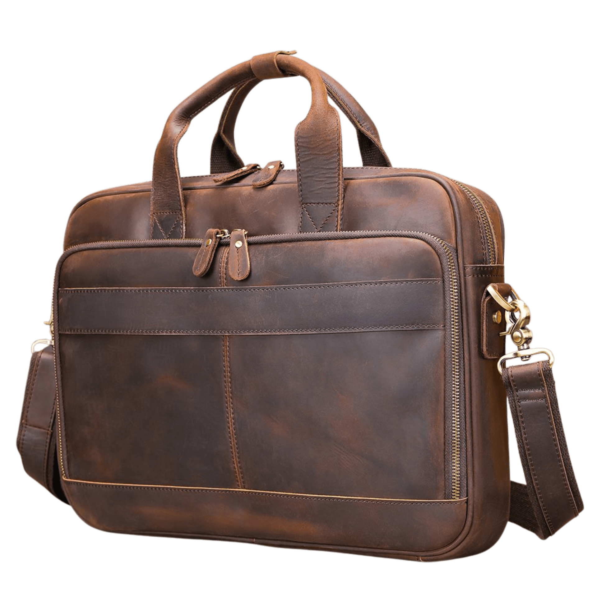 Men’s Genuine Crazy Horse Leather Vintage Laptop Briefcase - The Urbanex