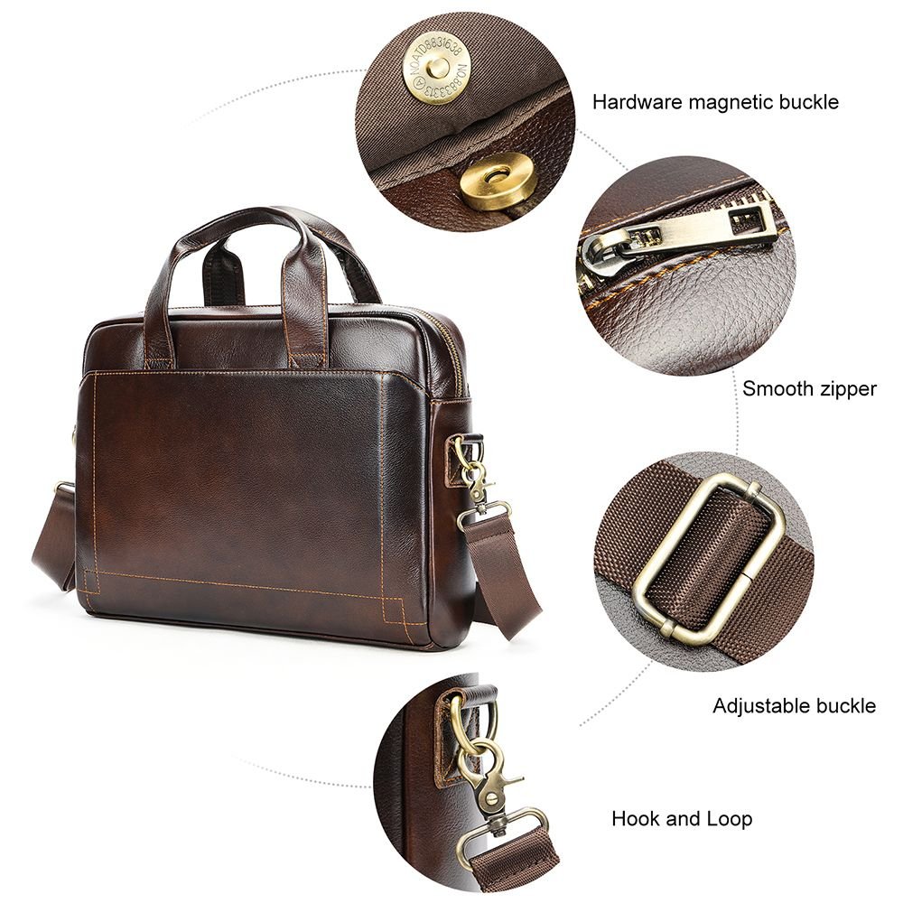 Men’s Genuine Leather 15″ Business Laptop Briefcase & Messenger Bag - The Urbanex