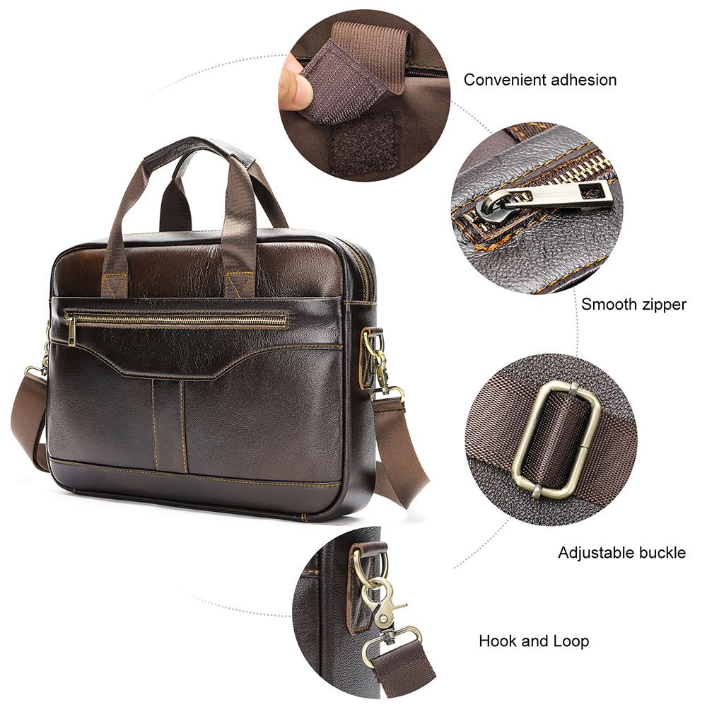 Men’s Genuine Leather Briefcase – Waterproof Laptop Handbag, Shoulder Bag & Business Messenger Bag - The Urbanex