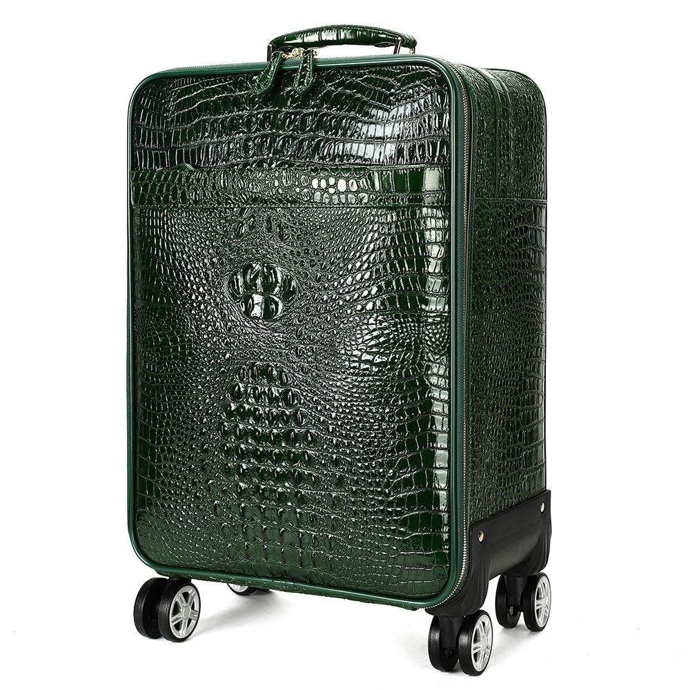 Men’s Genuine Leather Crocodile - Pattern 20″ Carry - On Trolley Suitcase - The Urbanex