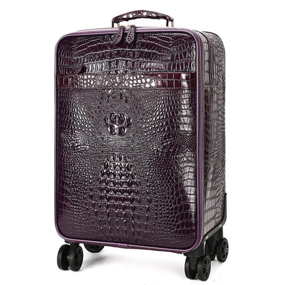 Men’s Genuine Leather Crocodile - Pattern 20″ Carry - On Trolley Suitcase - The Urbanex
