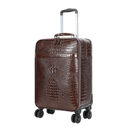 Men’s Genuine Leather Crocodile - Pattern 20″ Carry - On Trolley Suitcase - The Urbanex