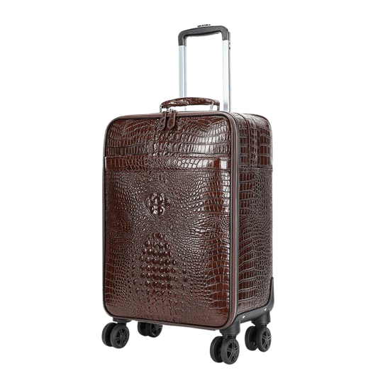 Men’s Genuine Leather Crocodile - Pattern 20″ Carry - On Trolley Suitcase - The Urbanex