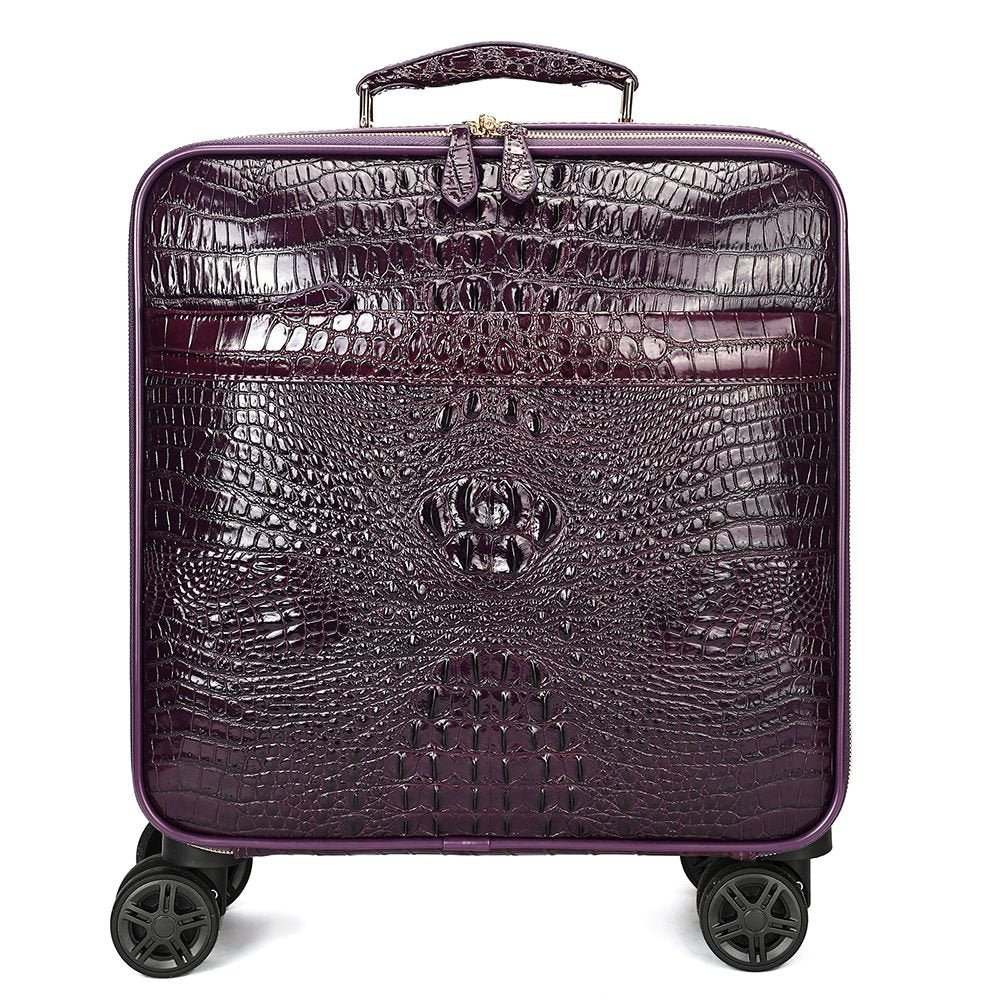 Men’s Genuine Leather Crocodile - Print 18″ Carry - On Luggage Trolley - The Urbanex