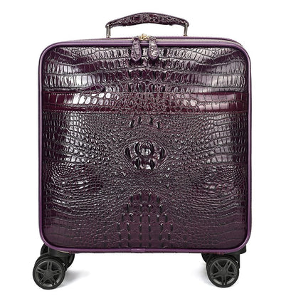 Men’s Genuine Leather Crocodile - Print 18″ Carry - On Luggage Trolley - The Urbanex
