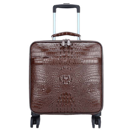 Men’s Genuine Leather Crocodile - Print 18″ Carry - On Luggage Trolley - The Urbanex