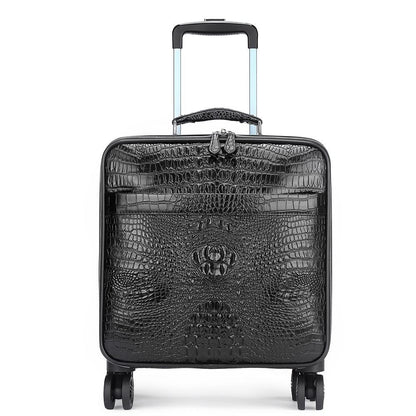 Men’s Genuine Leather Crocodile - Print 18″ Carry - On Luggage Trolley - The Urbanex