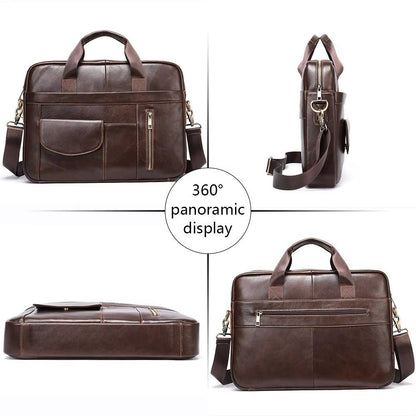 Men’s Genuine Leather Laptop Bag – Business Executive Briefcase & Messenger Bag for 15.6" Laptop - The Urbanex
