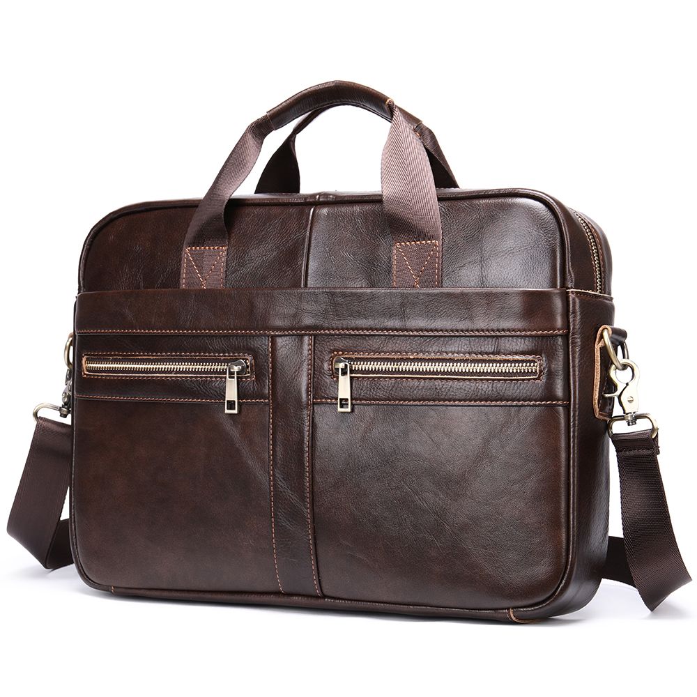 Men’s Genuine Leather Laptop Briefcase – Business Messenger Bag & Office Handbag - The Urbanex