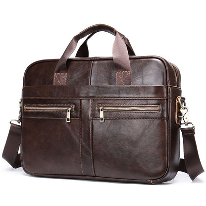 Men’s Genuine Leather Laptop Briefcase – Business Messenger Bag & Office Handbag - The Urbanex
