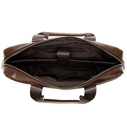 Men’s Genuine Leather Laptop Briefcase – Business Messenger Bag & Office Handbag - The Urbanex