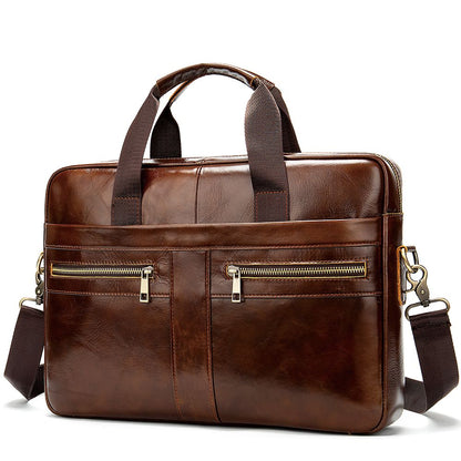 Men’s Genuine Leather Laptop Briefcase – Business Messenger Bag & Office Handbag - The Urbanex